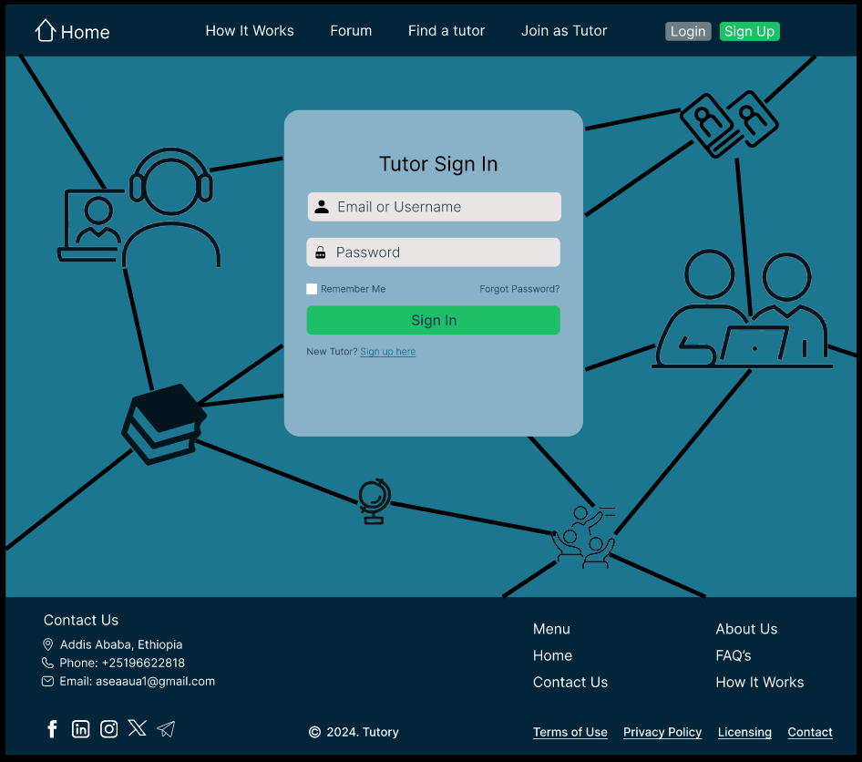 Tutoring website mock-up